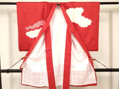 平和屋着物[]お宮参り　女の子　祝着　産着　初着　のしめ　駒刺繍　絞り　飛鶴　逸品　DAAY3404ma