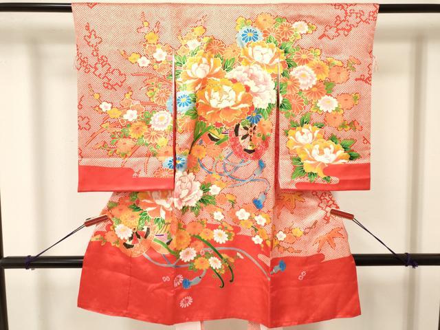 平和屋着物[]お宮参り　女の子　祝着　産着　初着　のしめ　駒刺繍　花車文　金彩　逸品　DAAY3405ma