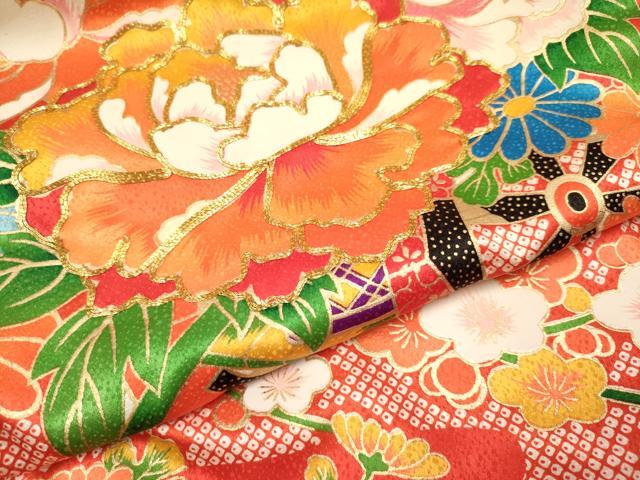 平和屋着物[]お宮参り　女の子　祝着　産着　初着　のしめ　駒刺繍　花車文　金彩　逸品　DAAY3405ma
