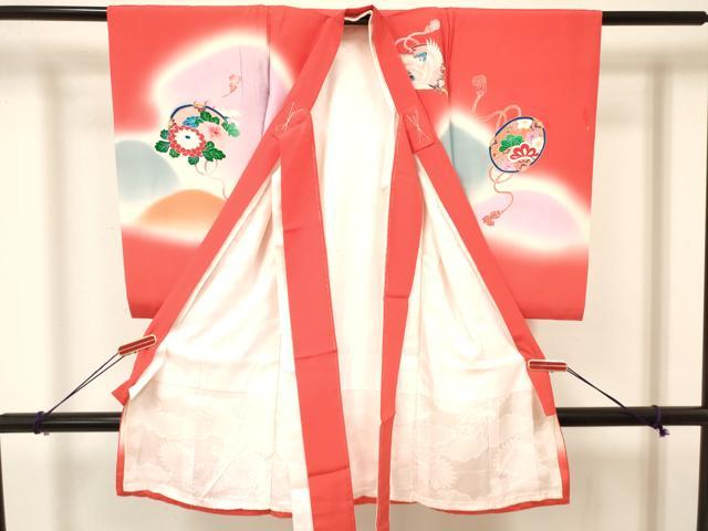 平和屋着物[]お宮参り　女の子　祝着　産着　初着　のしめ　鼓飛鶴花文　暈し染め　銀彩　逸品　DAAY3406ma