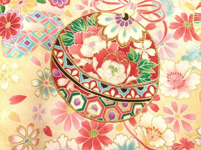 平和屋着物[]お宮参り　女の子　祝着　産着　初着　のしめ　刺繍　鞠花文　暈し染め　金彩　逸品　DAAY3408ma