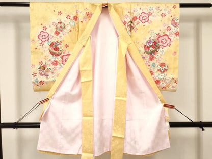 平和屋着物[]お宮参り　女の子　祝着　産着　初着　のしめ　刺繍　鞠花文　暈し染め　金彩　逸品　DAAY3408ma