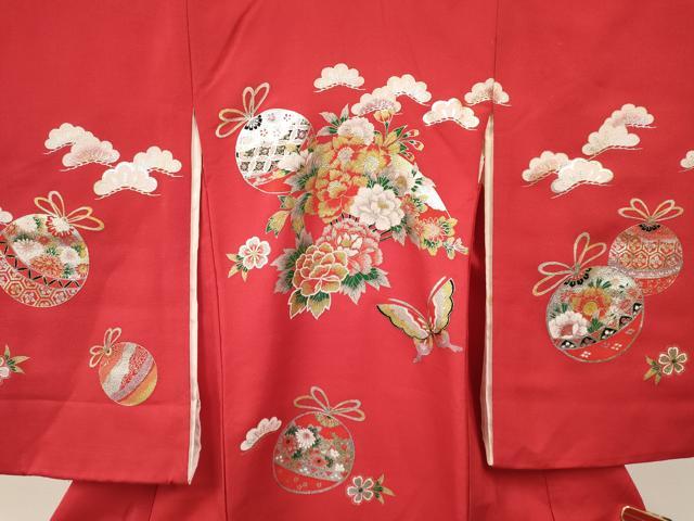 平和屋着物[]お宮参り　女の子　祝着　産着　初着　のしめ　舞蝶鞠花文　金銀彩　逸品　DAAY3410ma