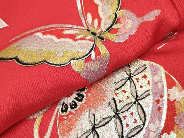 平和屋着物[]お宮参り　女の子　祝着　産着　初着　のしめ　舞蝶鞠花文　金銀彩　逸品　DAAY3410ma