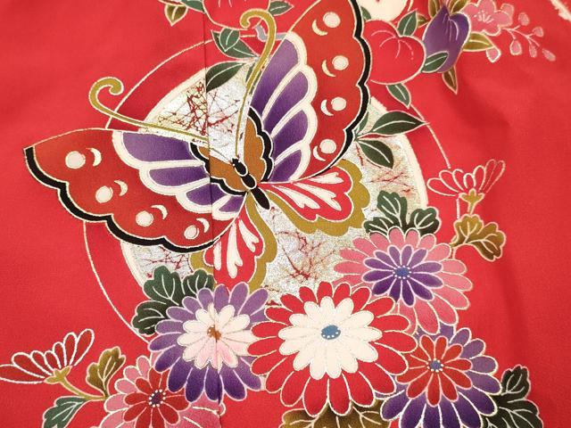 平和屋着物[]お宮参り　女の子　祝着　産着　初着　のしめ　鈴　扇面鳳凰花蝶文　暈し染め　金銀彩　逸品　DAAY3411ma