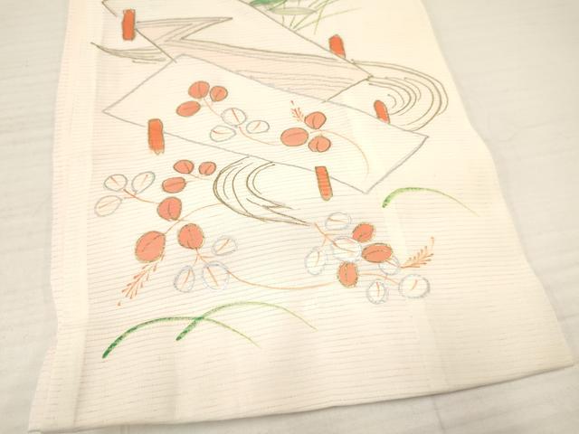 平和屋着物＊夏物　お宮参り　女の子　祝着　産着　初着　のしめ　絽　駒刺繍　杜若　短冊花文　金銀彩　逸品　DAAY3412ma
