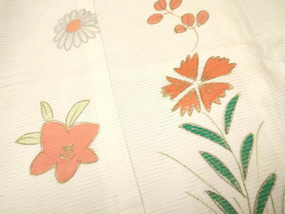 平和屋着物＊夏物　お宮参り　女の子　祝着　産着　初着　のしめ　絽　駒刺繍　杜若　短冊花文　金銀彩　逸品　DAAY3412ma