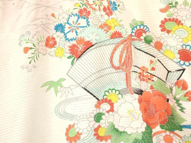 平和屋着物＊夏物 お宮参り 女の子 祝着 産着 初着 のしめ 絽 花文箱 銀彩 逸品 DAAY3413ma