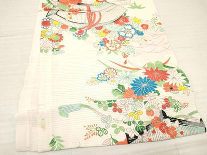 平和屋着物＊夏物 お宮参り 女の子 祝着 産着 初着 のしめ 絽 花文箱 銀彩 逸品 DAAY3413ma