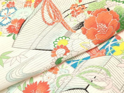 平和屋着物＊夏物 お宮参り 女の子 祝着 産着 初着 のしめ 絽 花文箱 銀彩 逸品 DAAY3413ma