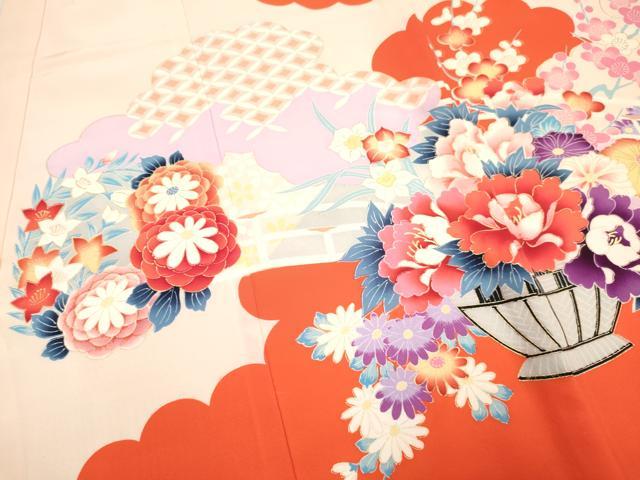 平和屋着物[]お宮参り　女の子　祝着　産着　初着　のしめ　花籠文　金彩　逸品　DAAY3415ma