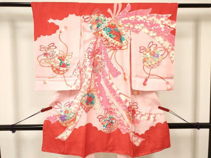 平和屋着物[]お宮参り　女の子　祝着　産着　初着　のしめ　熨斗鈴花蝶文　金銀彩　逸品　DAAY3416ma