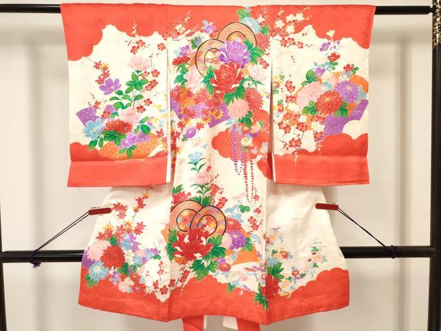 平和屋着物[]お宮参り　女の子　祝着　産着　初着　のしめ　地紙鼓花文　金彩　逸品　DAAY3421ma