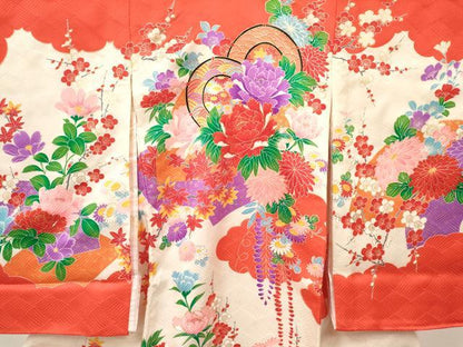 平和屋着物[]お宮参り　女の子　祝着　産着　初着　のしめ　地紙鼓花文　金彩　逸品　DAAY3421ma
