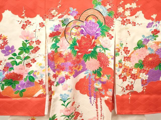 平和屋着物[]お宮参り　女の子　祝着　産着　初着　のしめ　地紙鼓花文　金彩　逸品　DAAY3421ma