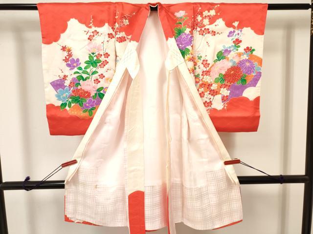 平和屋着物[]お宮参り　女の子　祝着　産着　初着　のしめ　地紙鼓花文　金彩　逸品　DAAY3421ma