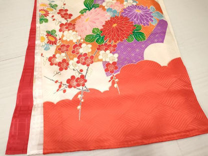 平和屋着物[]お宮参り　女の子　祝着　産着　初着　のしめ　地紙鼓花文　金彩　逸品　DAAY3421ma