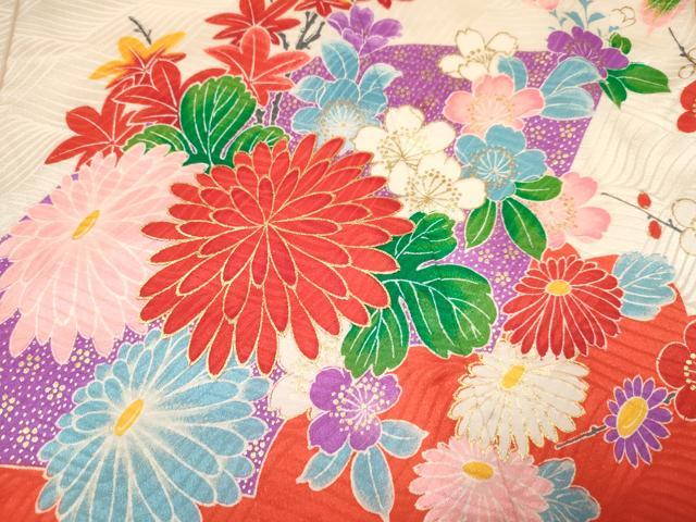 平和屋着物[]お宮参り　女の子　祝着　産着　初着　のしめ　地紙鼓花文　金彩　逸品　DAAY3421ma