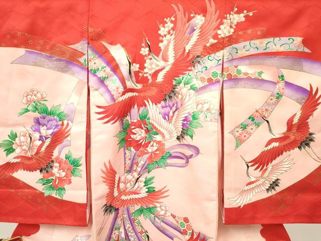 平和屋着物[]お宮参り　女の子　祝着　産着　初着　のしめ　駒刺繍　熨斗飛鶴花文　暈し染め　金彩　逸品　DAAY3422ma
