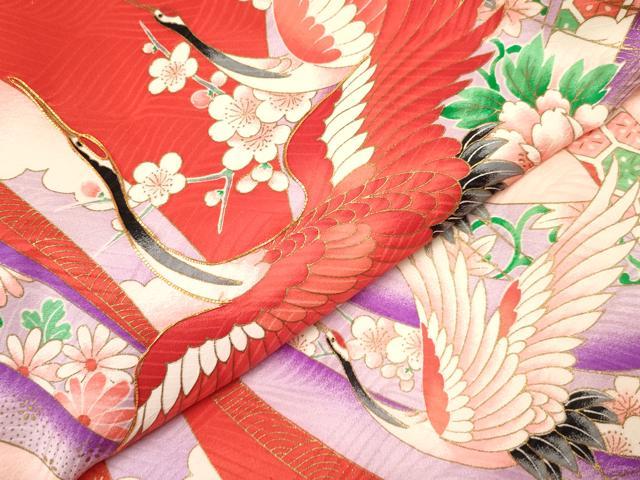 平和屋着物[]お宮参り　女の子　祝着　産着　初着　のしめ　駒刺繍　熨斗飛鶴花文　暈し染め　金彩　逸品　DAAY3422ma