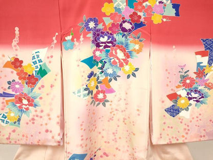 平和屋着物[]お宮参り　女の子　祝着　産着　初着　のしめ　熨斗花文　暈し染め　金彩　逸品　DAAY3424ma