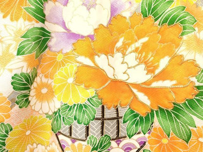 平和屋着物[]お宮参り　女の子　祝着　産着　初着　のしめ　駒刺繍　陶器牡丹花文　金彩　逸品　DAAY3427ma