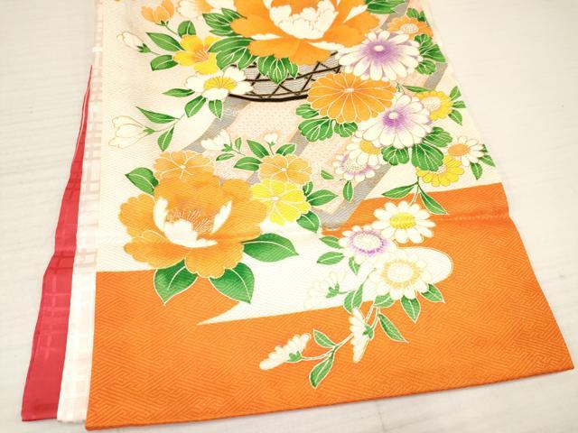 平和屋着物[]お宮参り　女の子　祝着　産着　初着　のしめ　駒刺繍　陶器牡丹花文　金彩　逸品　DAAY3427ma