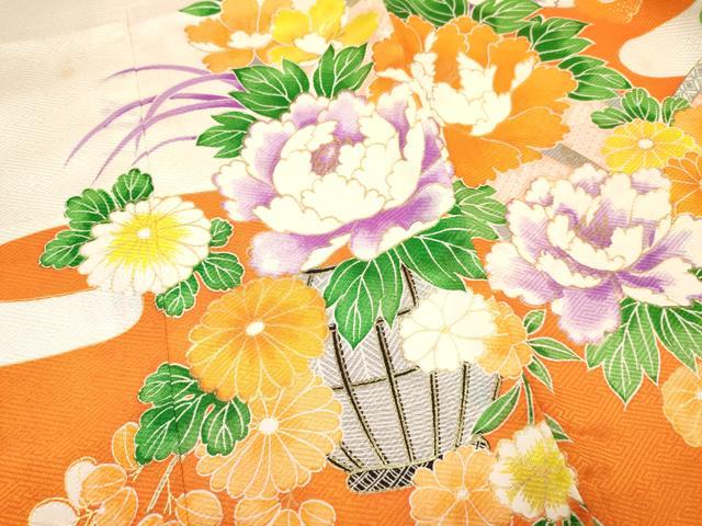 平和屋着物[]お宮参り　女の子　祝着　産着　初着　のしめ　駒刺繍　陶器牡丹花文　金彩　逸品　DAAY3427ma