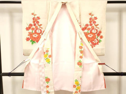 平和屋着物[]お宮参り　女の子　祝着　産着　初着　のしめ　刺繍　孔雀花文　暈し染め　金彩　逸品　DAAY3428ma