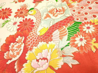 平和屋着物[]お宮参り　女の子　祝着　産着　初着　のしめ　刺繍　孔雀花文　暈し染め　金彩　逸品　DAAY3428ma