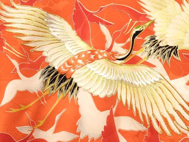 平和屋着物[]お宮参り　女の子　祝着　産着　初着　のしめ　駒刺繍　群れ鶴　金彩　逸品　DAAY3429ma