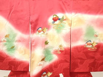 平和屋着物[]お宮参り　女の子　祝着　産着　初着　のしめ　刺繍　鴛鴦流水花文　暈し染め　金彩　逸品　DAAY3430ma
