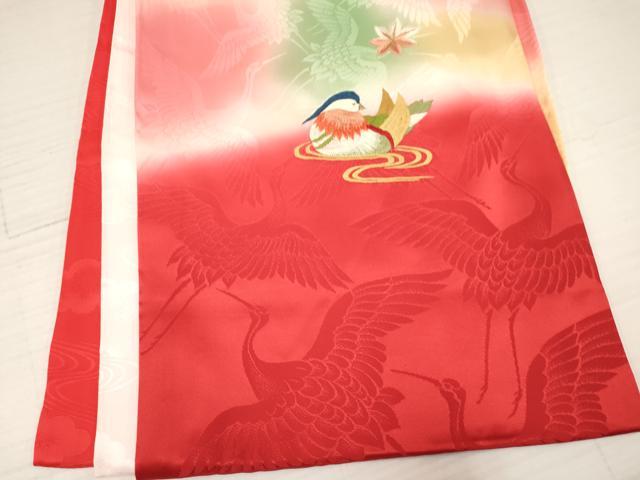 平和屋着物[]お宮参り　女の子　祝着　産着　初着　のしめ　刺繍　鴛鴦流水花文　暈し染め　金彩　逸品　DAAY3430ma