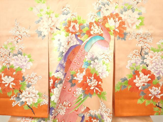 平和屋着物[]お宮参り　女の子　祝着　産着　初着　のしめ　駒刺繍　孔雀牡丹花文　金彩　逸品　DAAY3431ma