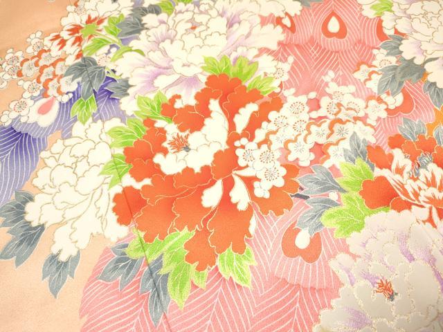 平和屋着物[]お宮参り　女の子　祝着　産着　初着　のしめ　駒刺繍　孔雀牡丹花文　金彩　逸品　DAAY3431ma