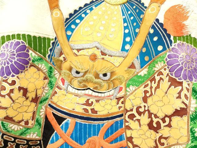 平和屋着物[]お宮参り　男の子　祝着　産着　初着　のしめ　駒刺繍　獅子　兜　鼓花文　暈し染め　金彩　逸品　DAAY3432ma