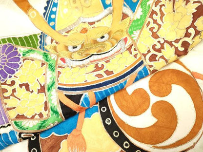 平和屋着物[]お宮参り　男の子　祝着　産着　初着　のしめ　駒刺繍　獅子　兜　鼓花文　暈し染め　金彩　逸品　DAAY3432ma