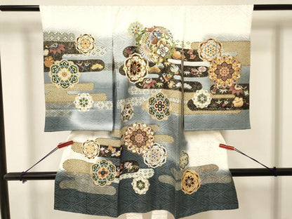 平和屋着物[]お宮参り　男の子　祝着　産着　初着　のしめ　刺繍　エ霞鳳凰花文　暈し染め　金彩　逸品　DAAY3435ma