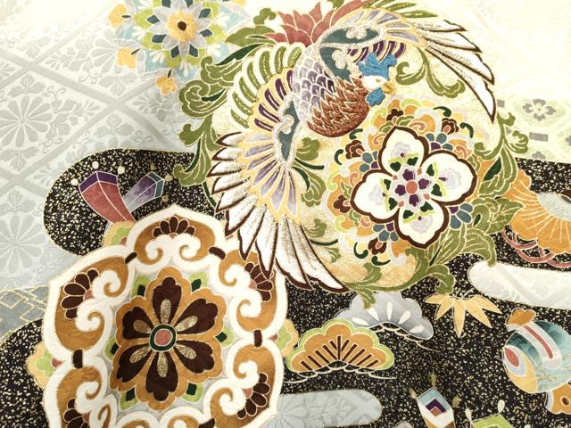 平和屋着物[]お宮参り　男の子　祝着　産着　初着　のしめ　刺繍　エ霞鳳凰花文　暈し染め　金彩　逸品　DAAY3435ma