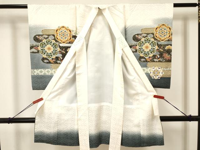 平和屋着物[]お宮参り　男の子　祝着　産着　初着　のしめ　刺繍　エ霞鳳凰花文　暈し染め　金彩　逸品　DAAY3435ma