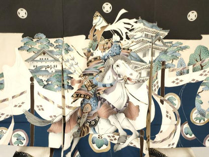 平和屋着物[]お宮参り　男の子　祝着　産着　初着　のしめ　武士　風景松文　金銀彩　逸品　DAAY3437ma