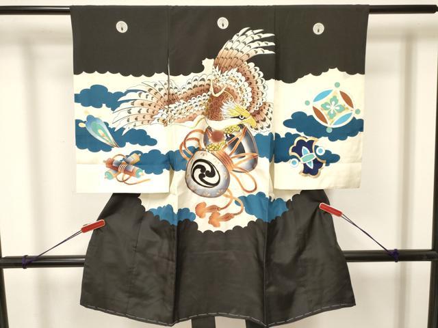 平和屋着物[]お宮参り　男の子　祝着　産着　初着　のしめ　刺繍　鷹　鷲　鼓花文　金彩　逸品　DAAY3438ma
