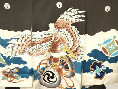 平和屋着物[]お宮参り　男の子　祝着　産着　初着　のしめ　刺繍　鷹　鷲　鼓花文　金彩　逸品　DAAY3438ma