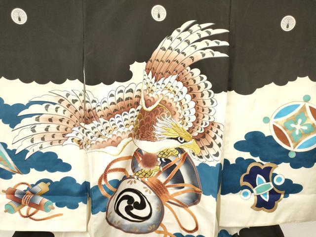 平和屋着物[]お宮参り　男の子　祝着　産着　初着　のしめ　刺繍　鷹　鷲　鼓花文　金彩　逸品　DAAY3438ma