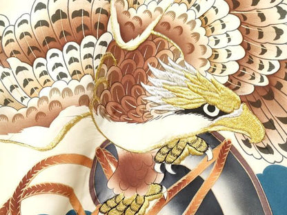 平和屋着物[]お宮参り　男の子　祝着　産着　初着　のしめ　刺繍　鷹　鷲　鼓花文　金彩　逸品　DAAY3438ma