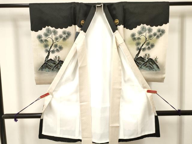 平和屋着物[]お宮参り 男の子 祝着 産着 初着 のしめ 作家物 刺繍 鷹 鷲 松文 暈し染め 金彩 逸品 DAAY3442ma