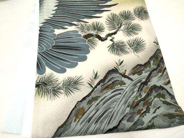 平和屋着物[]お宮参り　男の子　祝着　産着　初着　のしめ　作家物　刺繍　鷹　鷲　松文　暈し染め　金彩　逸品　DAAY3442ma