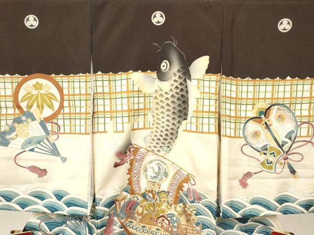 平和屋着物[]お宮参り　男の子　祝着　産着　初着　のしめ　刺繍　鯉　鶴　宝船　金彩　逸品　DAAY3444ma