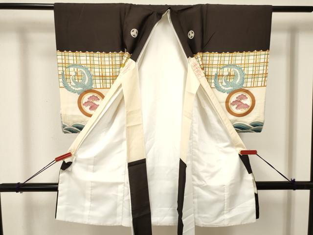 平和屋着物[]お宮参り　男の子　祝着　産着　初着　のしめ　刺繍　鯉　鶴　宝船　金彩　逸品　DAAY3444ma