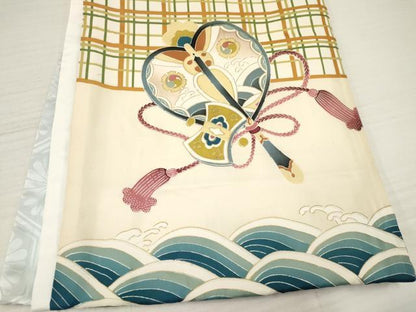 平和屋着物[]お宮参り　男の子　祝着　産着　初着　のしめ　刺繍　鯉　鶴　宝船　金彩　逸品　DAAY3444ma